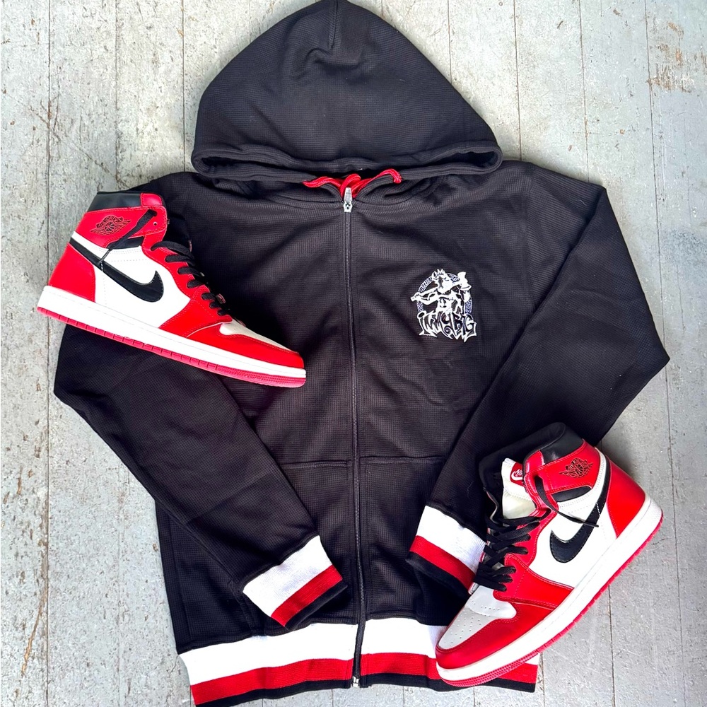 Black and Red In My Bag full zip Hoodie (get your own shoes)